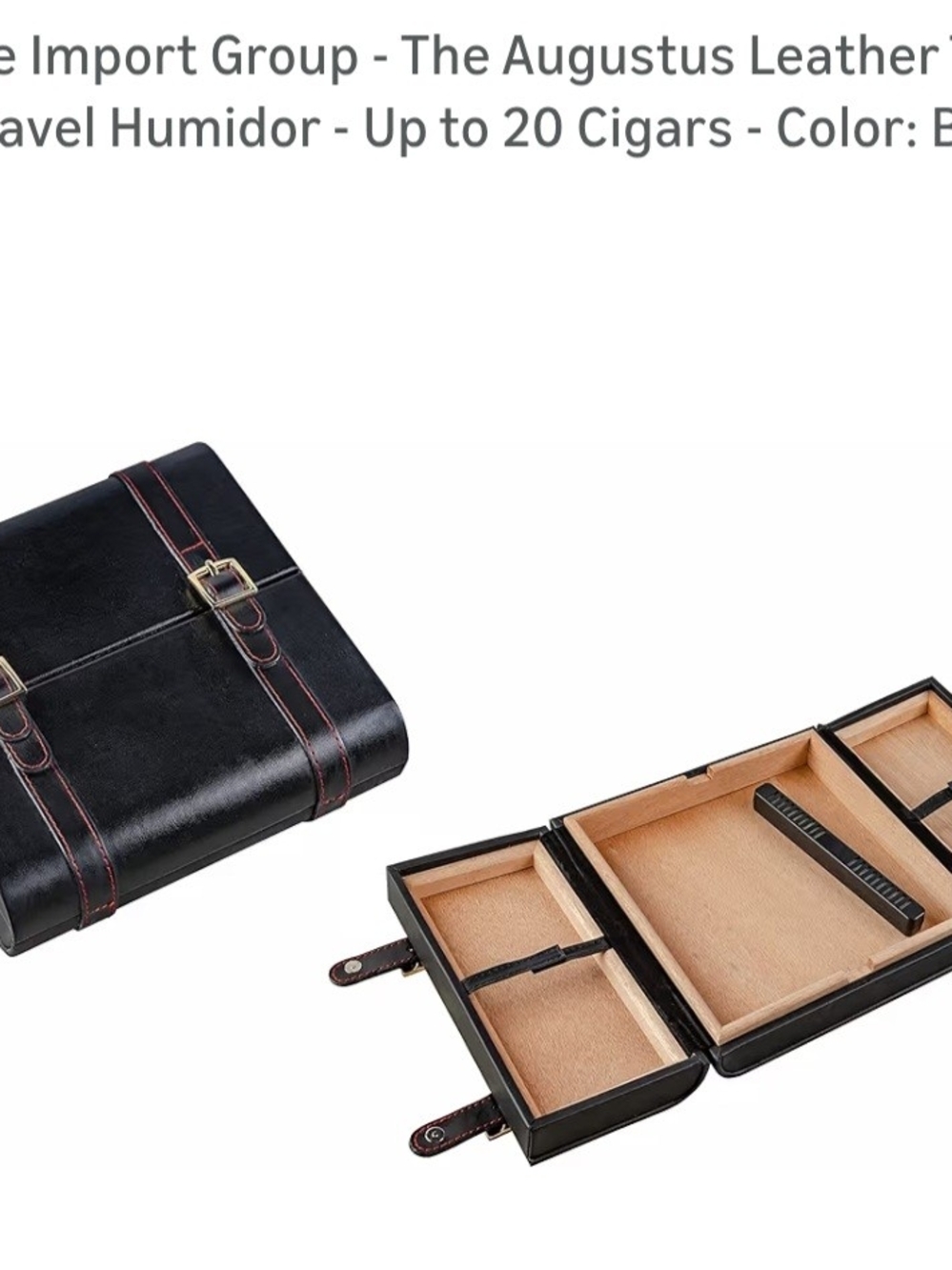 Leather Travel Humidor Cigar Case - Black